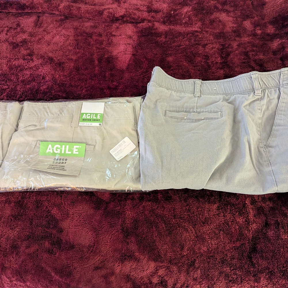 Men's Gray Cargo Shorts From Agile -- 2 PAIRS